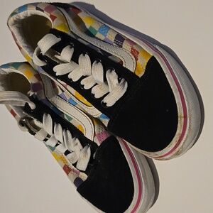 Vans Kids Checkerboard Rainbow Sneaker Sz 13